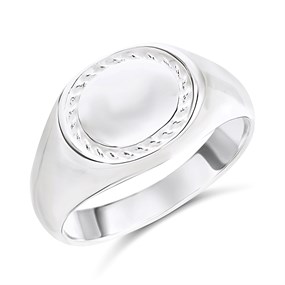 Silver Oval Signet Ring - F54008