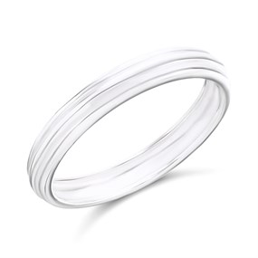Silver Double Line Band Ring - F54009