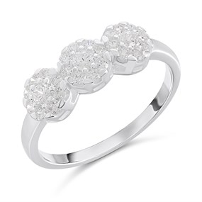 Silver Triple Cluster CZ Ring - F5941