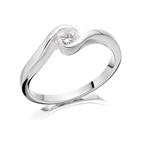 Silver Cubic Zirconia Crossover Ring - F5962