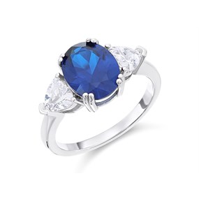 Silver Cubic Zirconia Three Stone Ring - F60002
