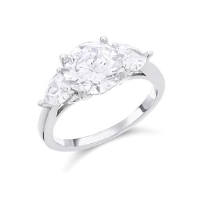 Silver Cubic Zirconia Three Stone Ring - F60004
