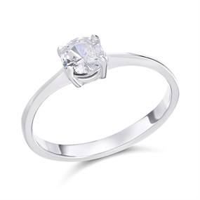 Silver Cubic Zirconia Solitaire Ring - F60007