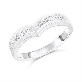 Silver Cubic Zirconia Channel Set Wishbone Ring - F60014