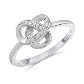 Silver Cubic Zirconia Knot Ring - F60015