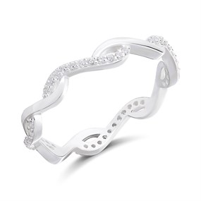 Silver Cubic Zirconia Wave Ring - F60018