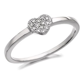 Silver Cubic Zirconia Heart Ring - F6001