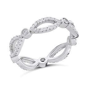 Silver Cubic Zirconia Band Ring - F6050