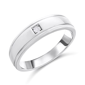 Silver Diamond-Set Band Ring - F62006