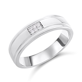 Silver Six Accent Diamond  Band Ring - F62007