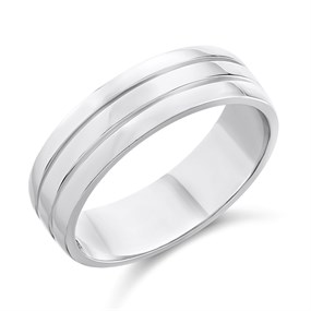 Silver Double Line 6mm Band Ring - F62010