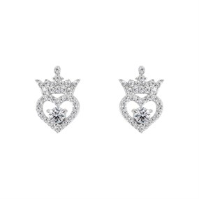 Disney Silver Cubic Zirconia Princess Crown Stud Earrings - F67102