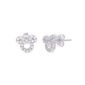 Disney Silver Mickey Mouse Cubic Zirconia Stud Earrings - 9mm - F6710