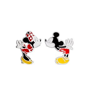 Disney Silver Mickey And Minnie Enamel Stud Earrings - 14mm - F6713