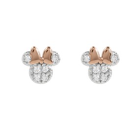 Disney Rose Gold Plated Sterling Silver Minnie CZ Stud Earrings - F67144