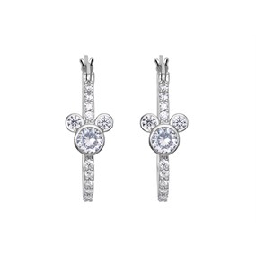Disney Silver Mickey Mouse Cubic Zirconia Hoop Earrings - 22mm - F6716