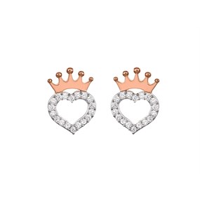 Disney Silver And Rose Plated Princess Crystal Stud Earrings - 11mm - F6734