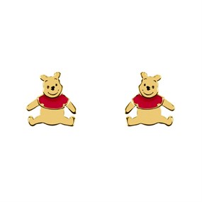 Disney Silver Gold Plated Winnie The Pooh Stud Earrings - F6759