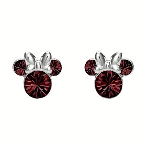 Disney Silver Minnie Red Crystal Birthstone Stud Earrings - January - F6775