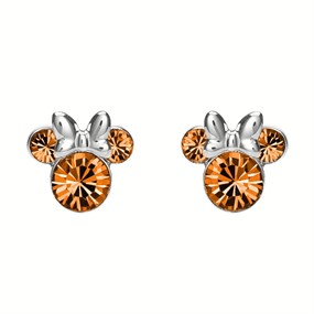 Disney Silver Minnie Orange Crystal Birthstone Stud Earrings - November - F6785