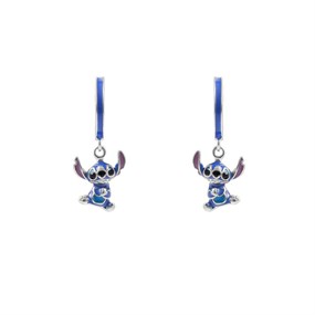 Disney Silver Lilo And Stitch Crystal Hoop Earrings - F6790