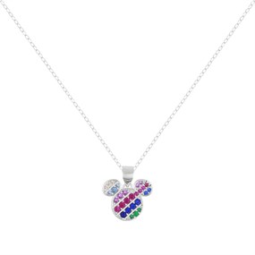 Disney Silver Crystal Mickey Necklace - F6794