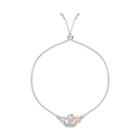 Disney Silver Mickey And Minnie Cubic Zirconia Slider Bracelet - F6798