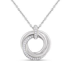 TI SENTO Silver 34055ZI/42 CZ Set Twist Necklet - F69116