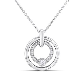 TI SENTO Silver 34056ZI/42  CZ Circles Necklet - F69118