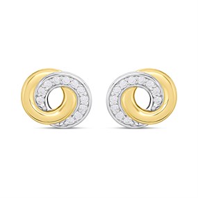 TI SENTO Gold Plated Silver 7784ZY CZ  Double Circle Stud Earrings - F69120