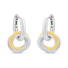 TI SENTO Gold Plated Silver 7976ZY CZ Twist Hoop Earrings - F69129
