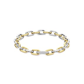 TI SENTO Gold Plated Silver 23052ZY CZ Chain Link Bracelet - F69134