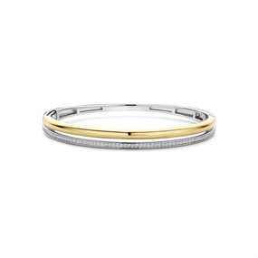 TI SENTO Gold Plated Silver 23086ZY CZ Double Row Bangle - F69136