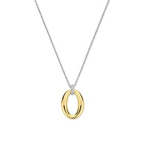TI SENTO Gold Plated Silver 34091ZY/42 CZ Oval Necklace - F69141