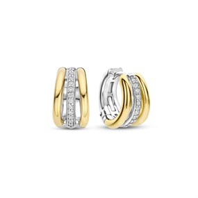 TI SENTO Gold Plated Silver 78010ZY CZ Huggie Earrings - F69145