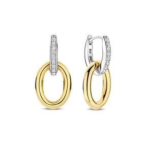 TI SENTO GP Silver 78015ZY CZ Double Hoop Earrings - F69146