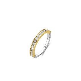 TI SENTO Silver 12336ZY Gold plated CZ Channel Set Ring - F69152