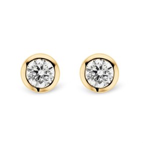 TI SENTO Gold Plated Silver Solitaire Stud Earrings - F6926
