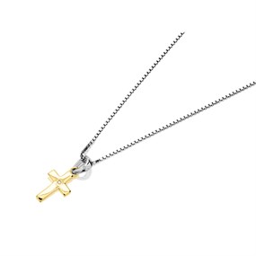 D For Diamond Gold Plated Silver Children's Cross And Chain - F7314