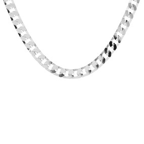 Silver 5mm Wide Flat Curb Chain - 20in - F9130