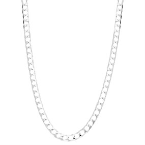 Silver 5mm Wide Flat Curb Chain - 22in - F9314