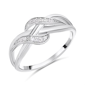 Silver Lab Grown Diamond Crossover Ring - F9704