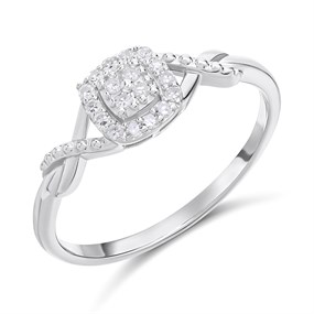 Silver Lab Grown Diamond Cushion Cluster Ring - F9705