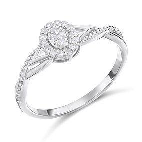 Silver Lab Grown Diamond Oval Cluster Ring - F9706