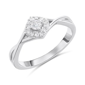 Silver Lab Grown Diamond Halo Ring-20pts - F9715