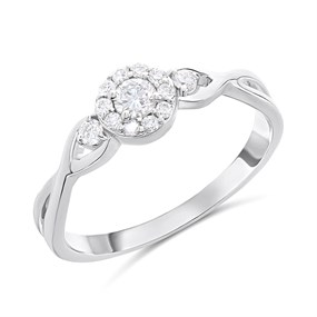 Silver Lab Grown Diamond Halo Ring - 1/4ct - F9717