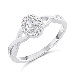 Silver Oval Lab Grown Diamond Halo Ring-20pts - F9718