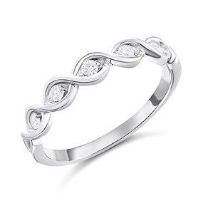 Silver Lab Grown Diamond Five Stone Ring - F9720