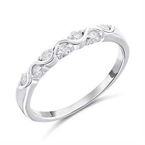 Silver Lab Grown Diamond Seven Stone Wave Ring - F9722