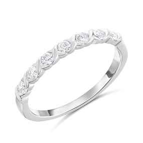 Silver Lab Grown Diamond Kiss Eternity Ring - F9723